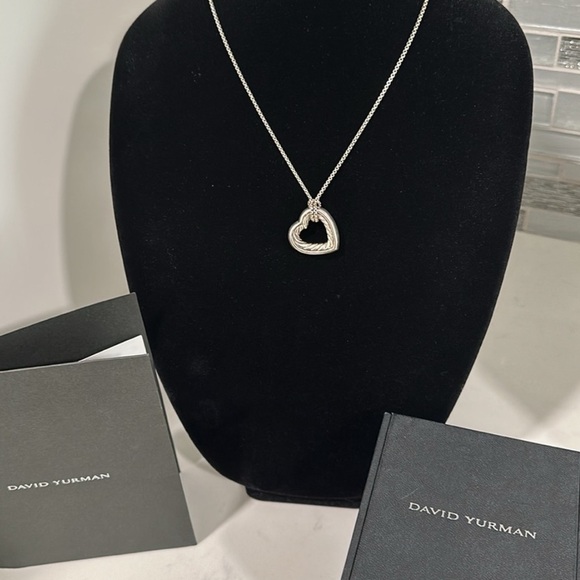 David Yurman Silver and 18k gold Open Heart Pendant Necklace like new - Picture 1 of 13